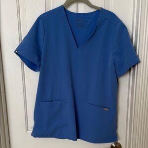 Figs Royal Blue V-Neck Scrub Top